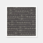 ヴィンテージブラックミュージックノートパターンミュージシャン スタンダードカクテルナプキン (正面)