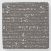 ヴィンテージブラックミュージックノートパターンミュージシャン ストーンコースター (正面)