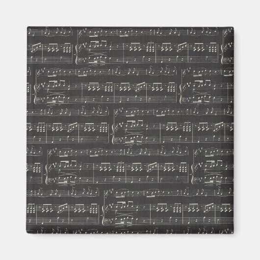 ヴィンテージブラックミュージックノートパターンミュージシャン マグネット (正面)