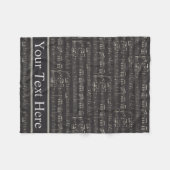 ヴィンテージブラックミュージックノートパターンミュージックテーマ フリースブランケット (正面(横))