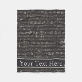ヴィンテージブラックミュージックノートパターンミュージックテーマ フリースブランケット