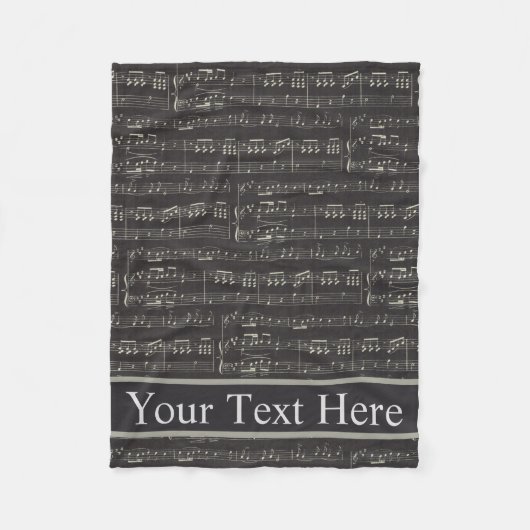 ヴィンテージブラックミュージックノートパターンミュージックテーマ フリースブランケット (正面)