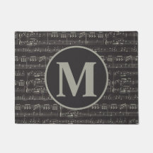 ヴィンテージブラックミュージックノートパターンモノグラム