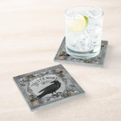 ヴィンテージブラックレイヴンネバーモアハロウィーン ガラスコースター (アングル)