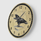 ヴィンテージブラックレイヴン丸い壁時計 ラージ壁時計 (傾斜)