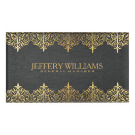 ヴィンテージブラックレザー金ゴールド旋回フレーム 名札