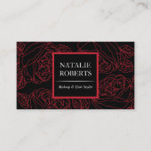 ヴィンテージブラックレッドフローララインアート美しいサロンスパ 名刺 (正面)