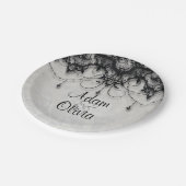 ヴィンテージブラックレースシャンデリアモノグラム結婚ズ ペーパープレート (アングル)