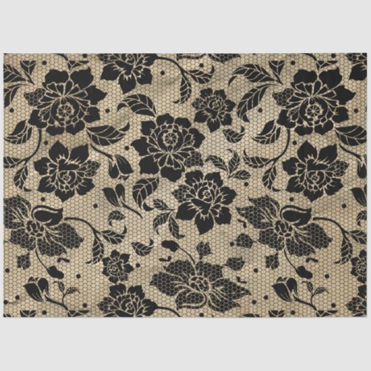 ヴィンテージブラックレースデクページティッシュペーパー 薄葉紙 (正面)