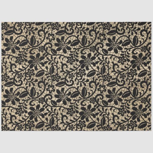 ヴィンテージブラックレースデクページティッシュペーパー 薄葉紙 (正面)