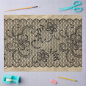 ヴィンテージブラックレースデクページティッシュペーパー 薄葉紙 (クラフト)