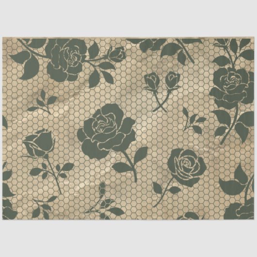 ヴィンテージブラックレースデクページティッシュペーパー 薄葉紙 (正面)