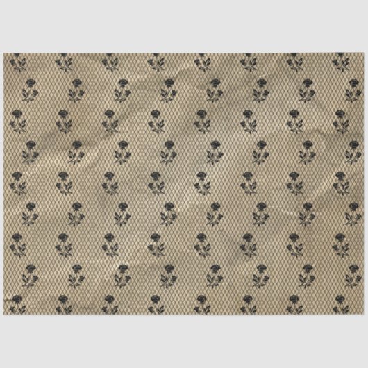 ヴィンテージブラックレースデクページティッシュペーパー 薄葉紙 (正面)