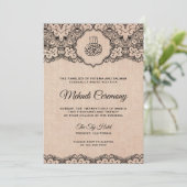 ヴィンテージブラックレースバ素朴ーラップイスラムメンディ 招待状 (スタンド正面)