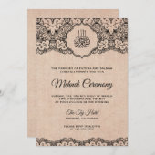 ヴィンテージブラックレースバ素朴ーラップイスラムメンディ 招待状 (正面/裏面)