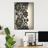 ヴィンテージブラックレースピンクベージュパリポスター ポスター (ホームオフィス)