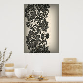 ヴィンテージブラックレースピンクベージュパリポスター ポスター (キッチン)