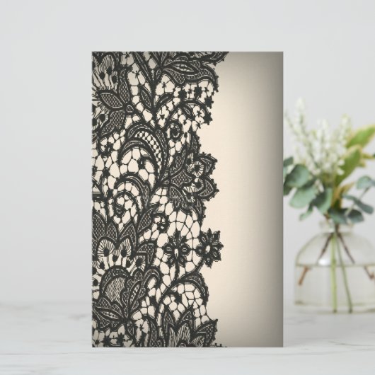 ヴィンテージブラックレースベージュパリファッション文具 便箋 (スタンド正面)