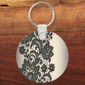ヴィンテージブラックレースベージュパリファッション キーホルダー (正面)
