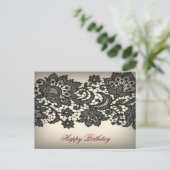 ヴィンテージブラックレースベージュパリファッション ポストカード (スタンド正面)