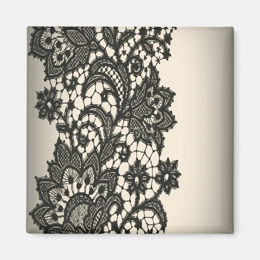 ヴィンテージブラックレースベージュパリファッション マグネット (正面)