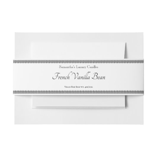 ヴィンテージブラックレース石鹸ラベルテンプレート 招待状ベリーバンド (正面例)