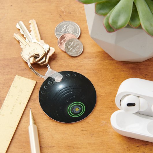 ヴィンテージブラックローンボウル、キーリング キーホルダー (デスク)