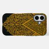 ヴィンテージブラック及び金ゴールドインディアンフローラルパターン Case-Mate iPhoneケース (裏面 (横))