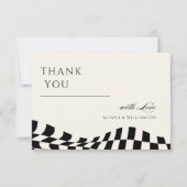 ヴィンテージブラック古市松模様に金パタ結婚ーン サンキューカード (正面)