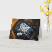 ヴィンテージブラック回転式ダイヤル電話機 カード (黄色い花)