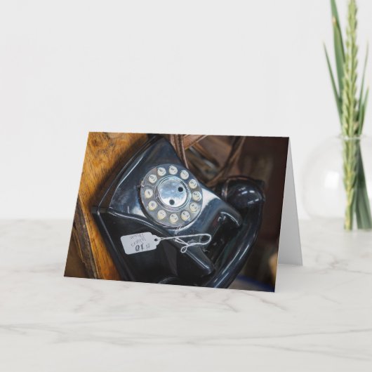 ヴィンテージブラック回転式ダイヤル電話機 カード (正面)