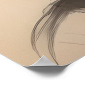 ヴィンテージブラック女性ポートレートスケッチ ポスター (角)