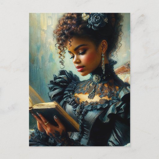 ヴィンテージブラック女読性のビクトリアン美学 ポストカード (正面)