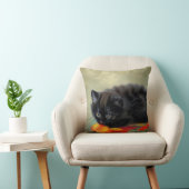 ヴィンテージブラック子猫と赤い花毛布 クッション (椅子)