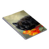 ヴィンテージブラック子猫と赤い花毛布 ノートブック (右側)