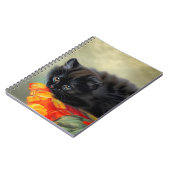ヴィンテージブラック子猫と赤い花毛布 ノートブック (左側)