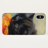 ヴィンテージブラック子猫と赤い花毛布 Case-Mate iPhoneケース (裏面(横))