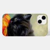 ヴィンテージブラック子猫と赤い花毛布 Case-Mate iPhoneケース (裏面 (横))