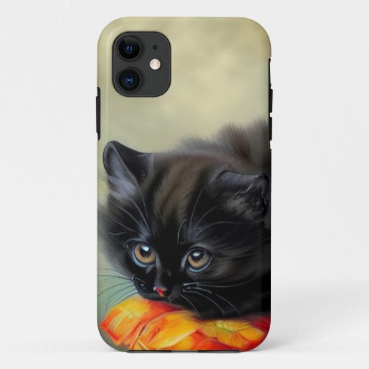 ヴィンテージブラック子猫と赤い花毛布 Case-Mate iPhoneケース (裏面)