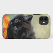 ヴィンテージブラック子猫と赤い花毛布 Case-Mate iPhoneケース (裏面(横))