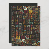 ヴィンテージブラック幾何学アフリカドードル シーズンカード (正面/裏面)