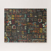 ヴィンテージブラック幾何学アフリカドードル ジグソーパズル (横)