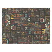 ヴィンテージブラック幾何学アフリカドードル テーブルクロス (正面(横))