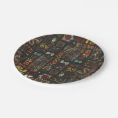 ヴィンテージブラック幾何学アフリカドードル ペーパープレート (アングル)