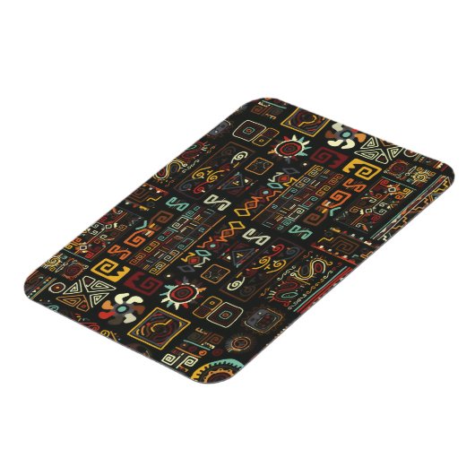 ヴィンテージブラック幾何学アフリカドードル マグネット (左側)