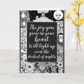 ヴィンテージブラック感動的引用文(内部層について) カード (黄色い花)