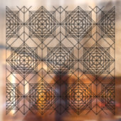 ヴィンテージブラック抽象芸術線形パターン ウィンドウサイン (シート2)