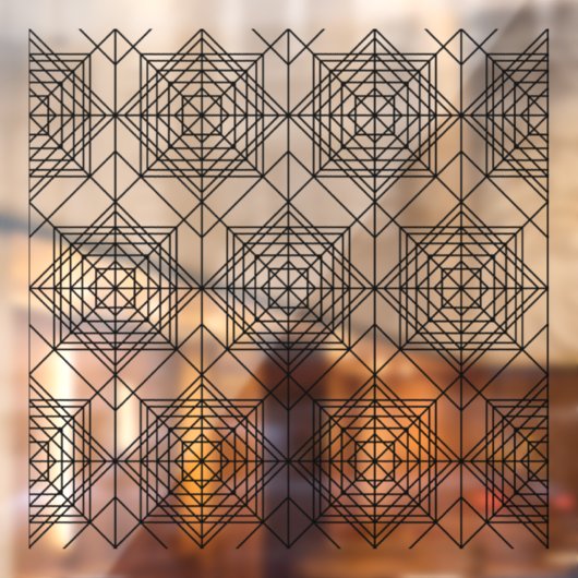 ヴィンテージブラック抽象芸術線形パターン ウィンドウサイン (シート2)