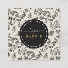 ヴィンテージブラック植物性フローラおむつラッフルクリーム スクエア名刺