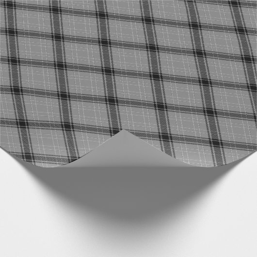 ヴィンテージブラック灰色の白い格子模様 ラッピングペーパー (角)